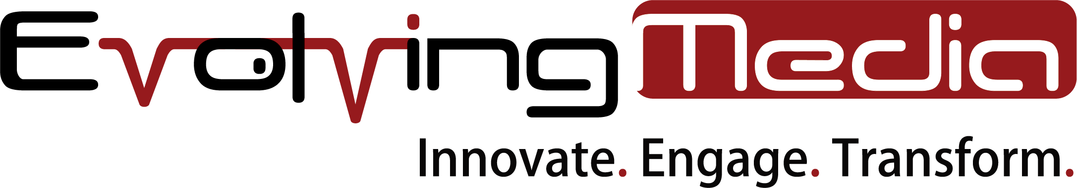 Evolving Media & Design Inc. company logo with the tags Innovate. Engage. Transform.